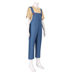 Women Striped Shirt and Denim Overalls Adult Animated Movie Youngest Sister Costume for Halloween