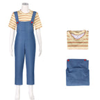 Women Striped Shirt and Denim Overalls Adult Animated Movie Youngest Sister Costume for Halloween