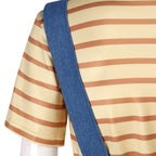 Women Striped Shirt and Denim Overalls Adult Animated Movie Youngest Sister Costume for Halloween