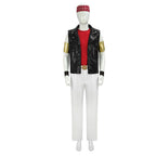 80s Retro Supervillain Costume Dancing Bad Boy Black Vest White Pants 8pcs Suit for Halloween Carnival