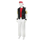 80s Retro Supervillain Costume Dancing Bad Boy Black Vest White Pants 8pcs Suit for Halloween Carnival