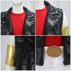 80s Retro Supervillain Costume Dancing Bad Boy Black Vest White Pants 8pcs Suit for Halloween Carnival