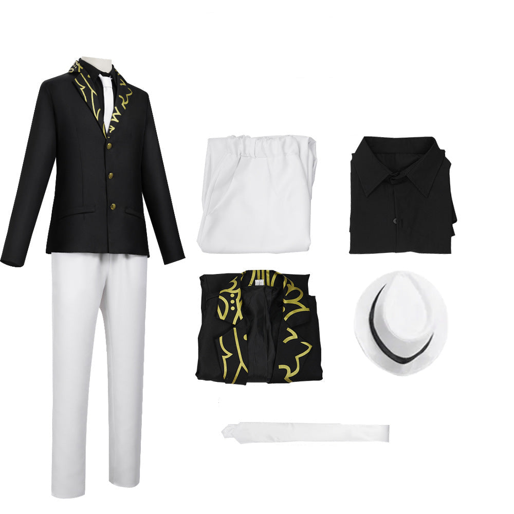 Mens Demon King Costume Black Jacket Pants Shirt and Hat Suit for Dress-up Party