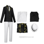 Mens Demon King Costume Black Jacket Pants Shirt and Hat Suit for Dress-up Party