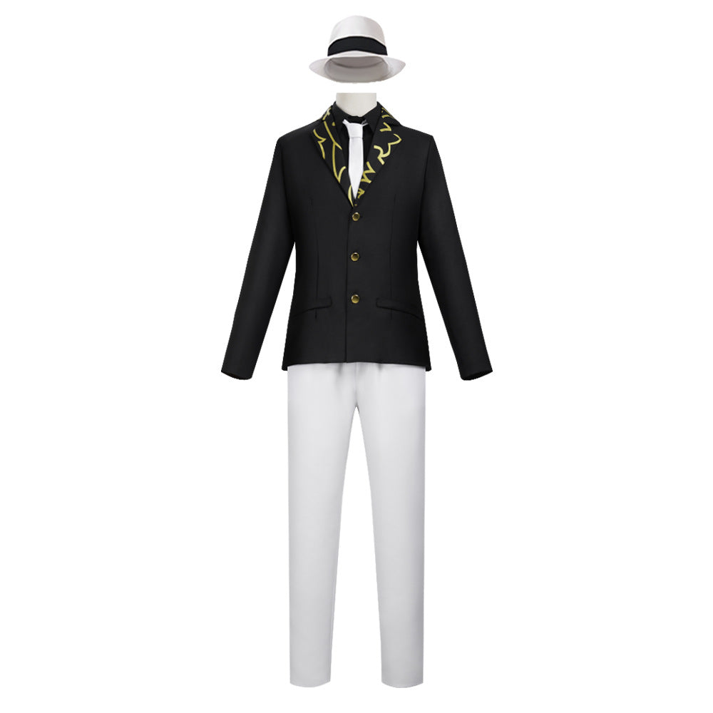 Mens Demon King Costume Black Jacket Pants Shirt and Hat Suit for Dress-up Party