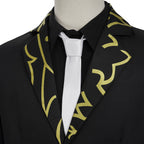 Mens Demon King Costume Black Jacket Pants Shirt and Hat Suit for Dress-up Party