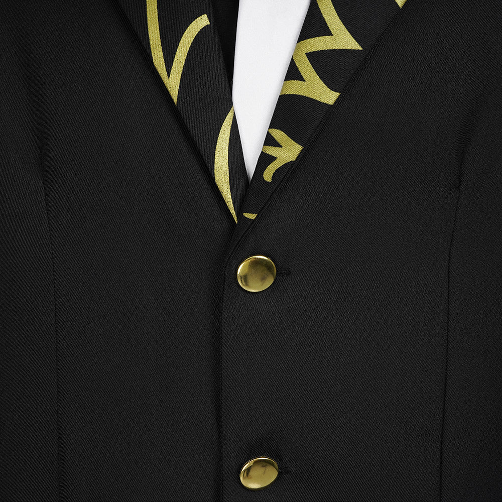 Mens Demon King Costume Black Jacket Pants Shirt and Hat Suit for Dress-up Party