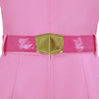 Women Pink Princess Costume Superhero Racing Jumpsuit with Gloves Belt and Gem Brooch for Cosplay