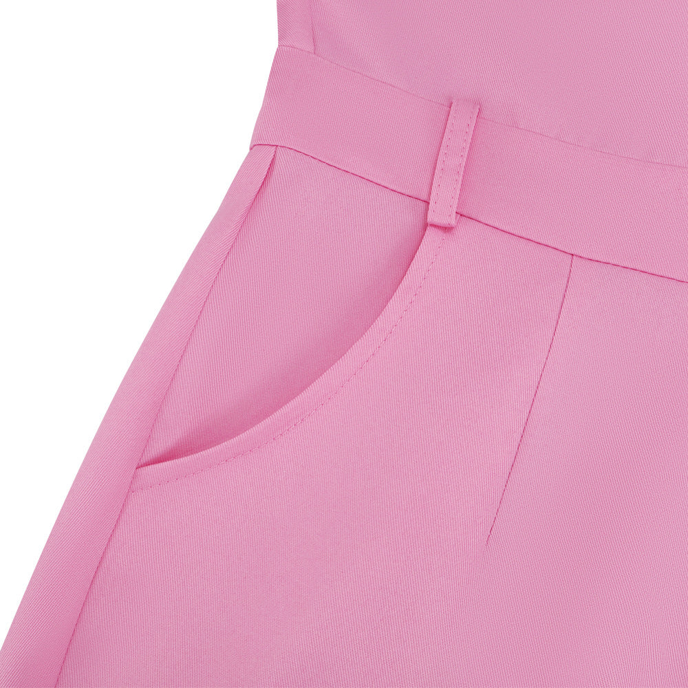 Women Pink Princess Costume Superhero Racing Jumpsuit with Gloves Belt and Gem Brooch for Cosplay