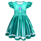 Girls Rosalina Princess Costume Green Dress and Bag 2pcs Suit for Cosplay Events