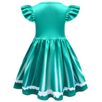 Girls Rosalina Princess Costume Green Dress and Bag 2pcs Suit for Cosplay Events