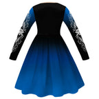 Girls Wonderland Princess Chloe Costume Blue Long Sleeve Dress Bag and Wig 3pcs Full Set for Cosplay Events