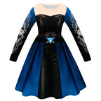 Girls Wonderland Princess Chloe Costume Blue Long Sleeve Dress Bag and Wig 3pcs Full Set for Cosplay Events
