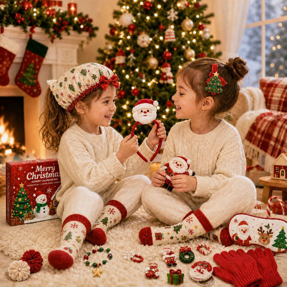 2026 Advent Calendar for Girls 24 Days Christmas Countdown Gift Box with Hair Accessories, Winter Socks, Gloves and More