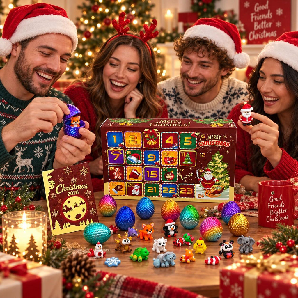 2026 Dinosaur Advent Calendar 24-Day Christmas Countdown Toy Set with 3D Printed Surprise Dragon Eggs for Kids