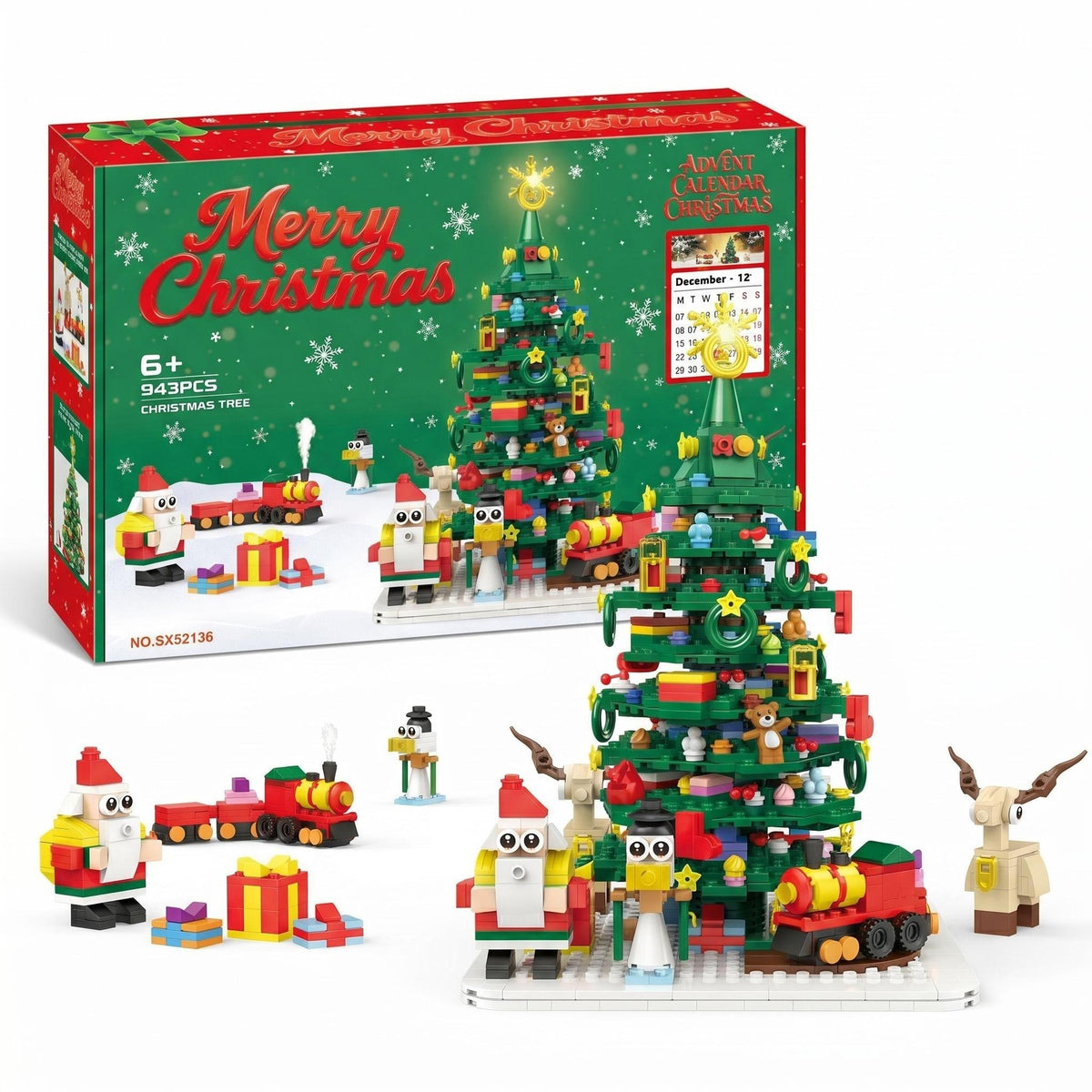 Christmas Advent Calendar 24 Days Countdown Building Block with LED Light for Boys and Girls