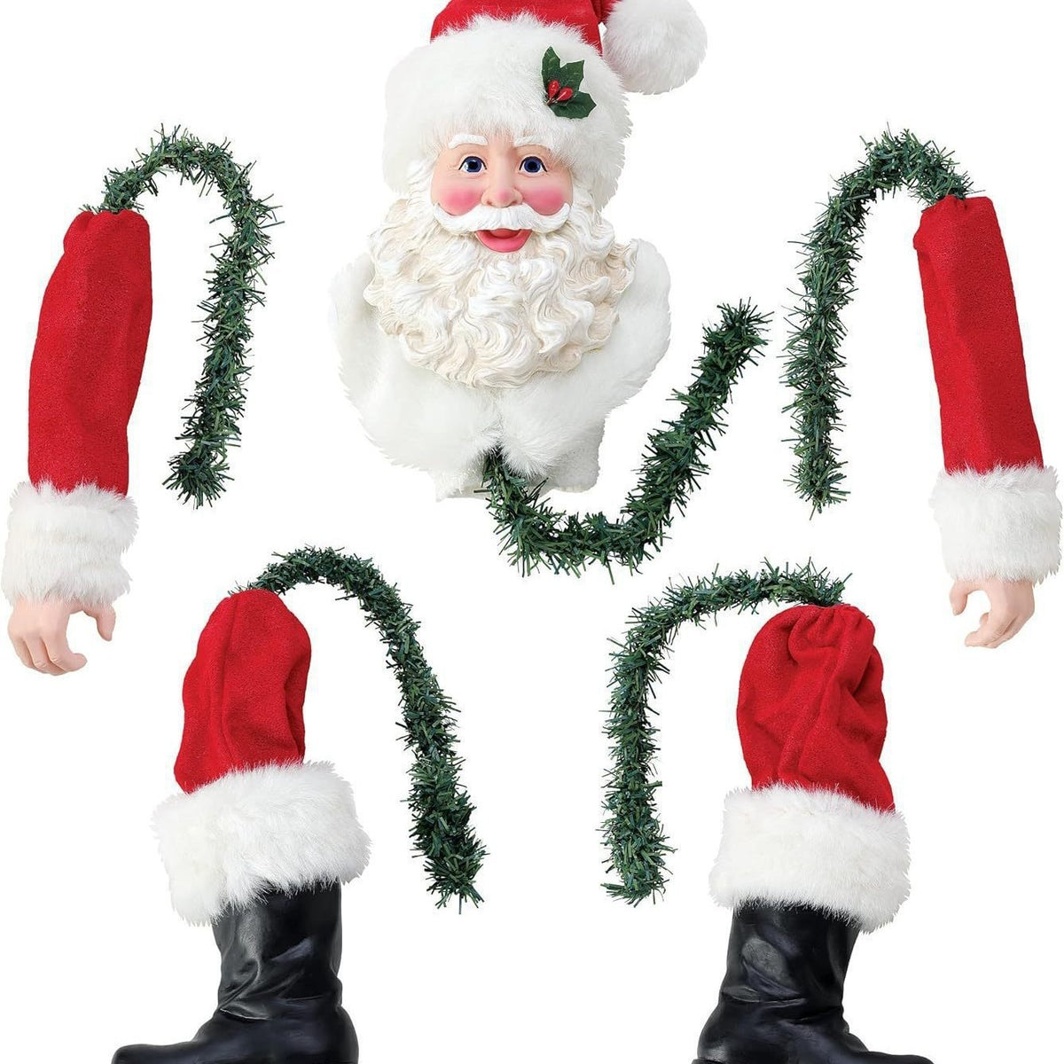3D Christmas Tree Ornaments Funny Flexible Tree Hugger Bendable Santa Head Arms and Legs for Holiday Home Decor