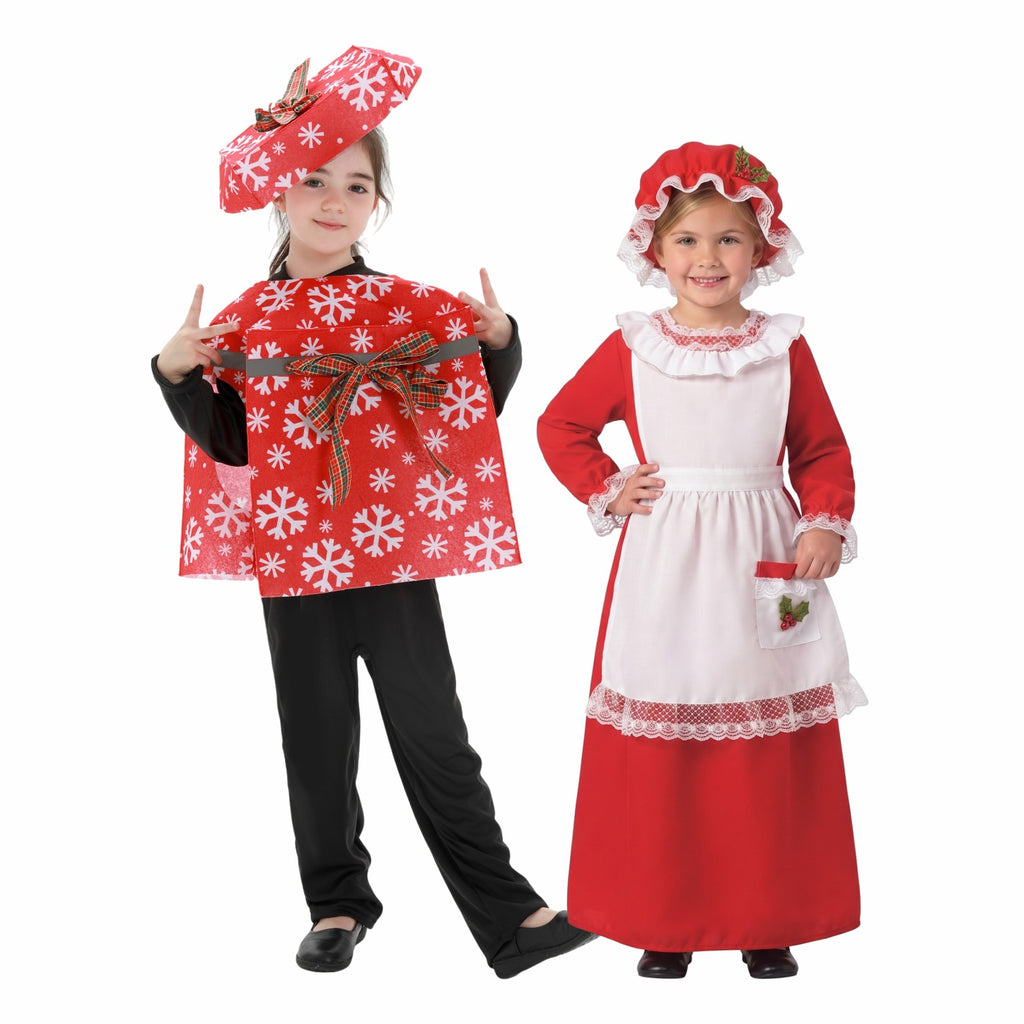 Kids Christmas Costumes Funny Candy Cane Gingerbread and Holiday Gift Box Dress-Up Outfits for Boys Girls School Stage Performance
