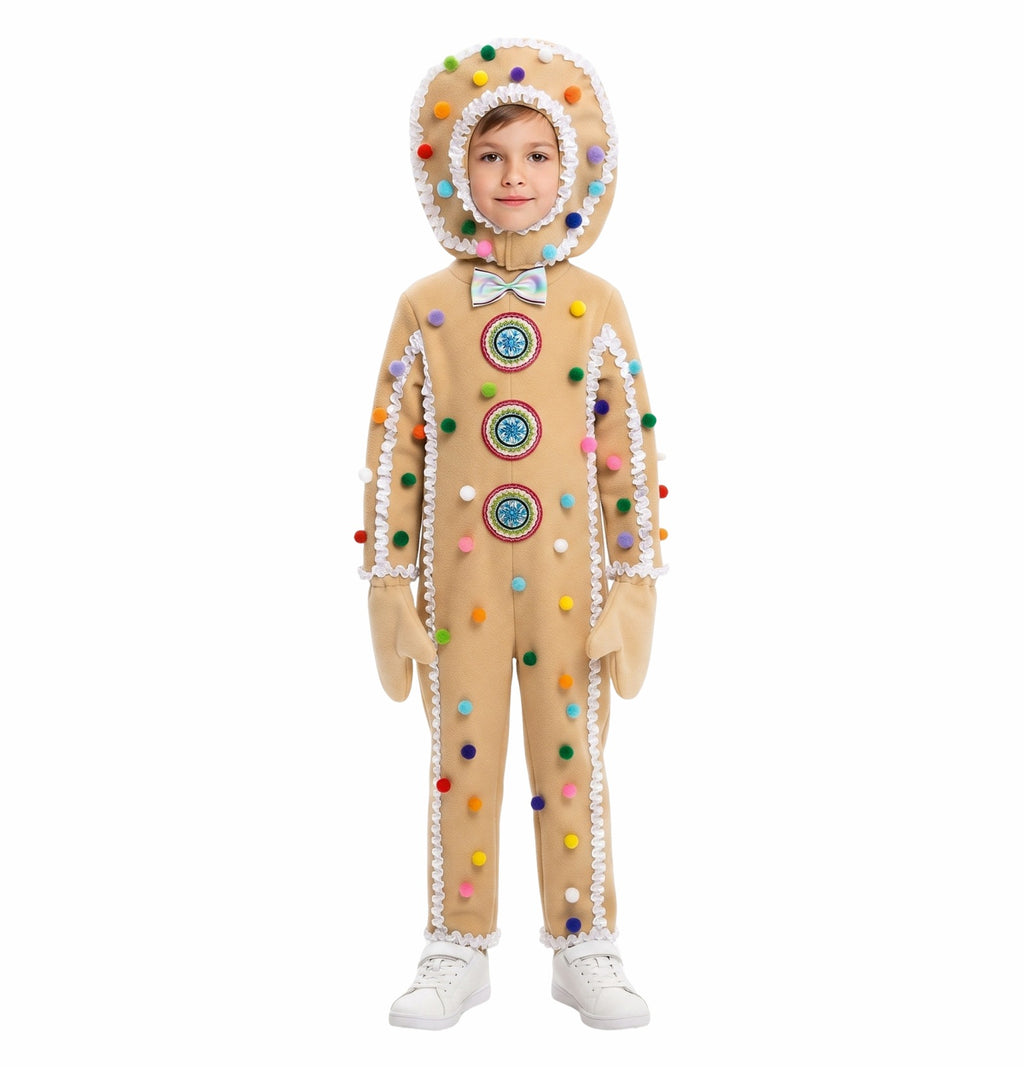 Kids Christmas Costumes Funny Candy Cane Gingerbread and Holiday Gift Box Dress-Up Outfits for Boys Girls School Stage Performance
