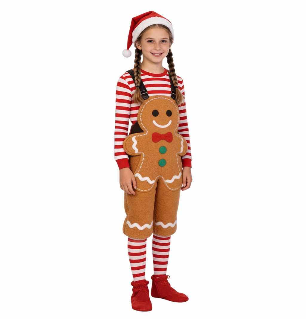 Kids Christmas Costumes Funny Candy Cane Gingerbread and Holiday Gift Box Dress-Up Outfits for Boys Girls School Stage Performance