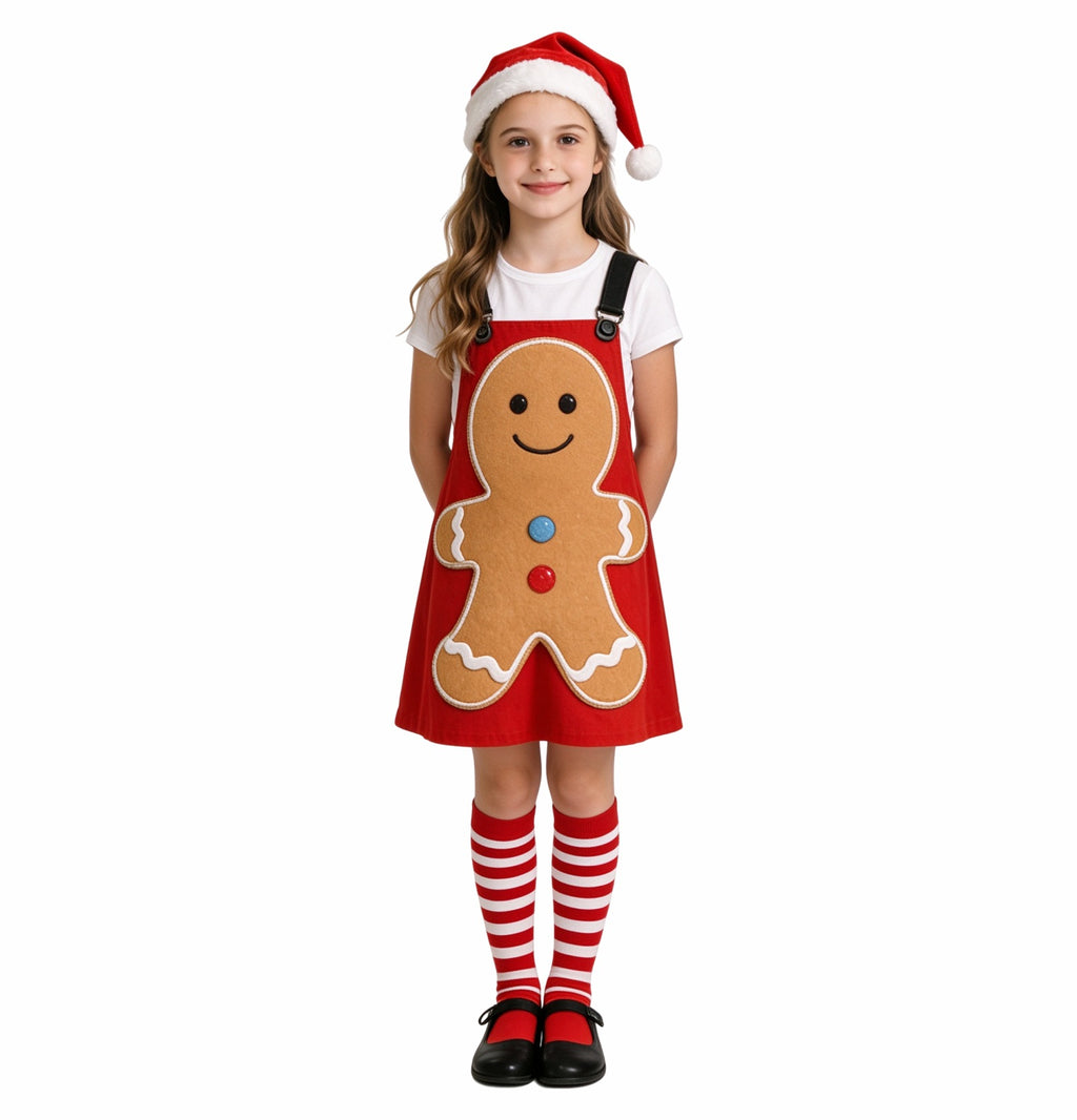 Kids Christmas Costumes Funny Candy Cane Gingerbread and Holiday Gift Box Dress-Up Outfits for Boys Girls School Stage Performance