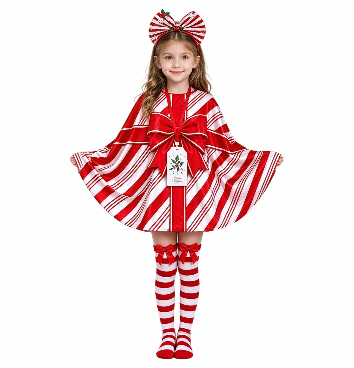 Kids Christmas Costumes Funny Candy Cane Gingerbread and Holiday Gift Box Dress-Up Outfits for Boys Girls School Stage Performance