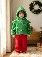Toddler Kids Christmas Costume Green Hodded Xmas Sweatshit and Pants 2pcs Suit for Party School Performance