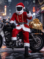 Adult Santa Costume Unisex Mrs Santa Claus Outfit with Hat Beard Belt and Gloves for Christmas Party