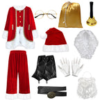 Adult Santa Costume Unisex Mrs Santa Claus Outfit with Hat Beard Belt and Gloves for Christmas Party