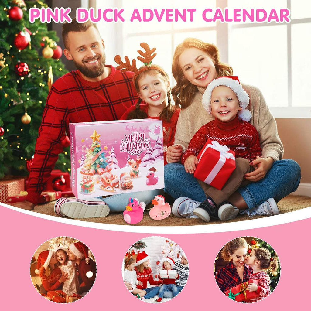 Christmas Advent Calendar Countdown Blind Box with Floating Bath Squeeze Rubber Ducks for Toddler and Kids