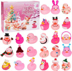 Christmas Advent Calendar Countdown Blind Box with Floating Bath Squeeze Rubber Ducks for Toddler and Kids