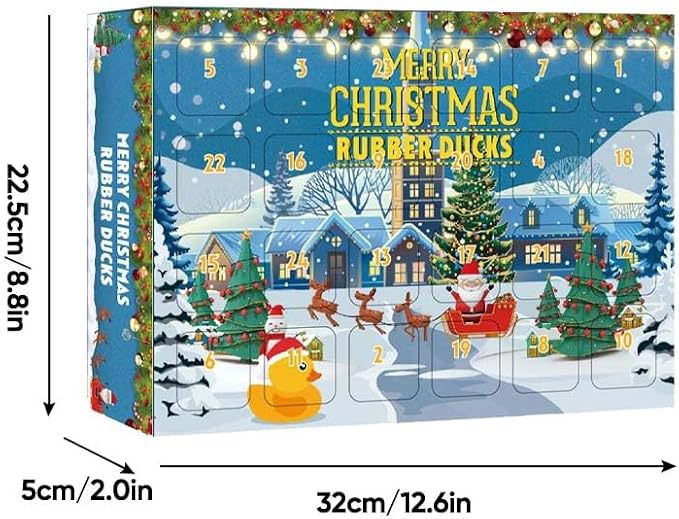 Christmas Advent Calendar Countdown Blind Box with Floating Bath Squeeze Rubber Ducks for Toddler and Kids