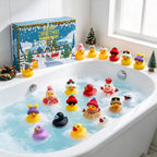 Christmas Advent Calendar Countdown Blind Box with Floating Bath Squeeze Rubber Ducks for Toddler and Kids