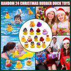 Christmas Advent Calendar Countdown Blind Box with Floating Bath Squeeze Rubber Ducks for Toddler and Kids