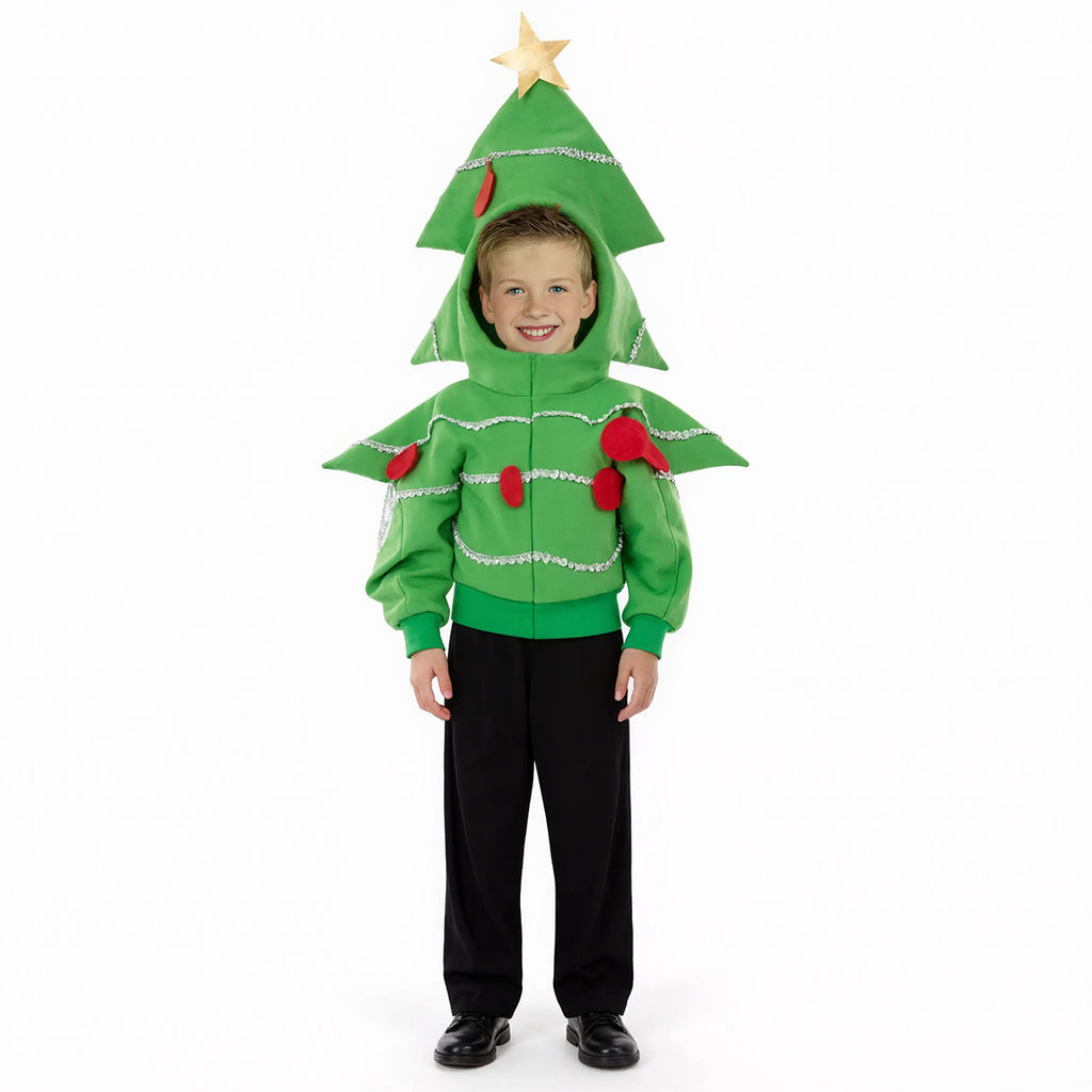 Kids Christmas Tree Hoodie Zip Up Jacket Cute Sweatshirt for Christmas Party