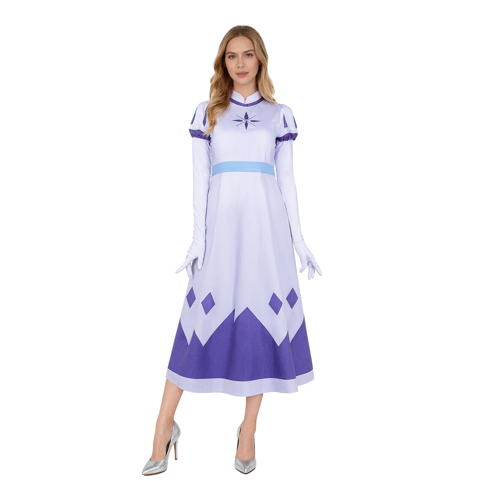 Emily Cosplay Costume Seraphim Dress Outfit Halloween Angel Halo Wing Women Fancy Uniform
