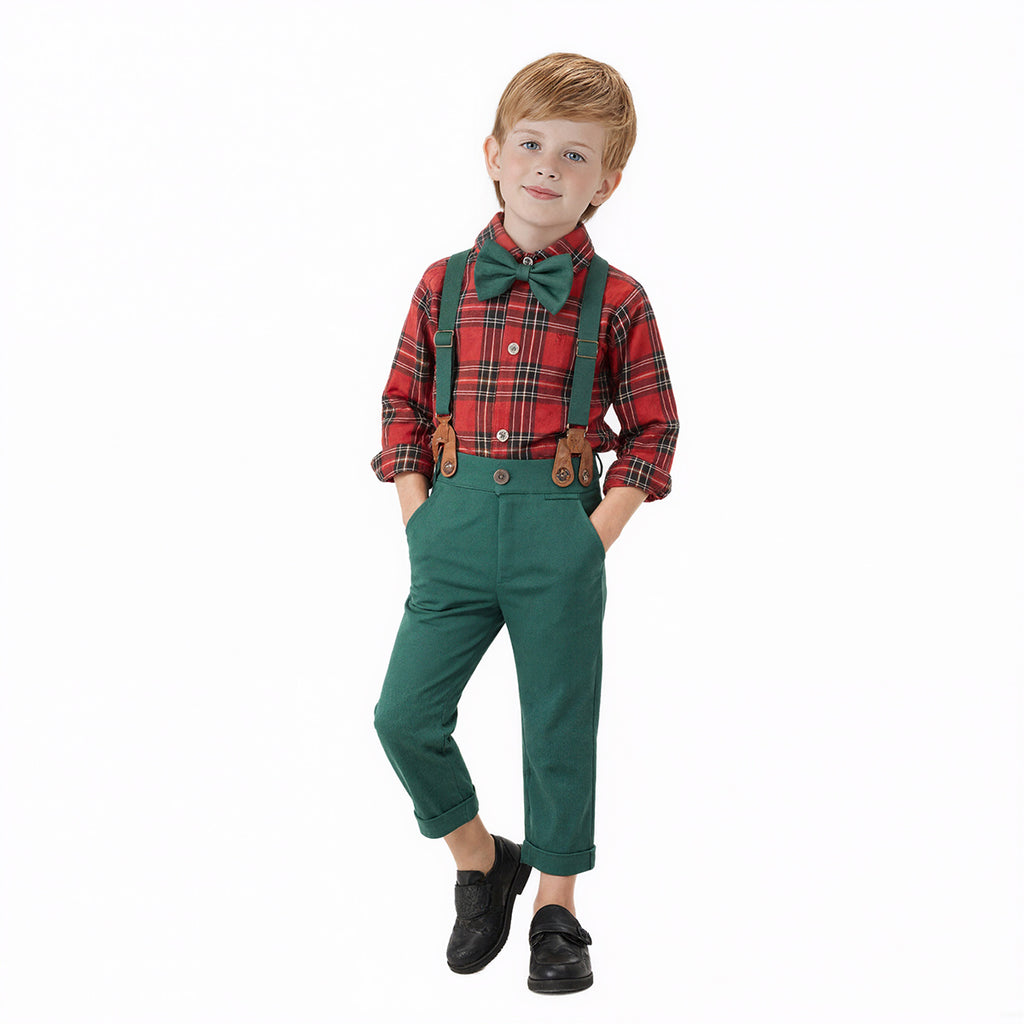 Baby Boy Christmas Outfit Toddler Dress Shirt Bow Tie and Pants Xmas Suit Formal Clothes Sets