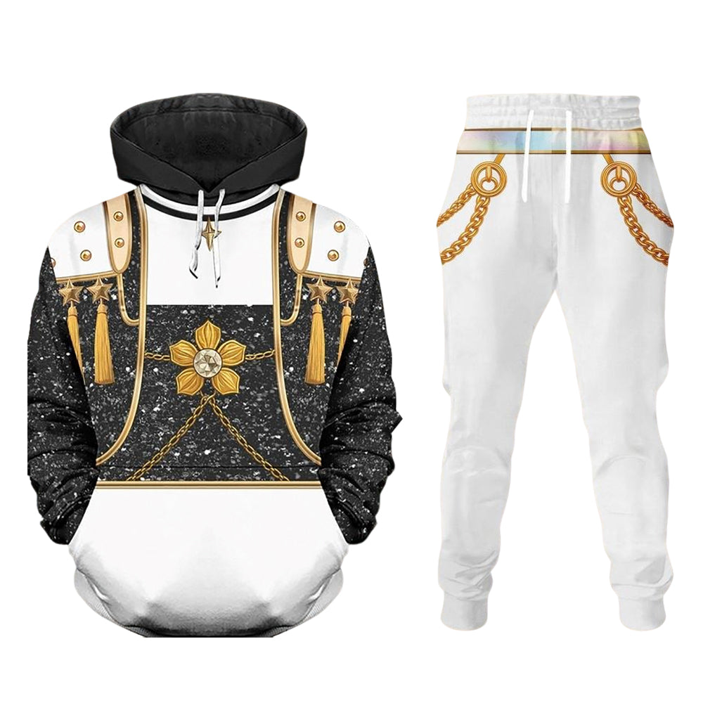 Golden Hoodie and Pants Outfit Pop Star Performance Set Everyday Casual Streetwear