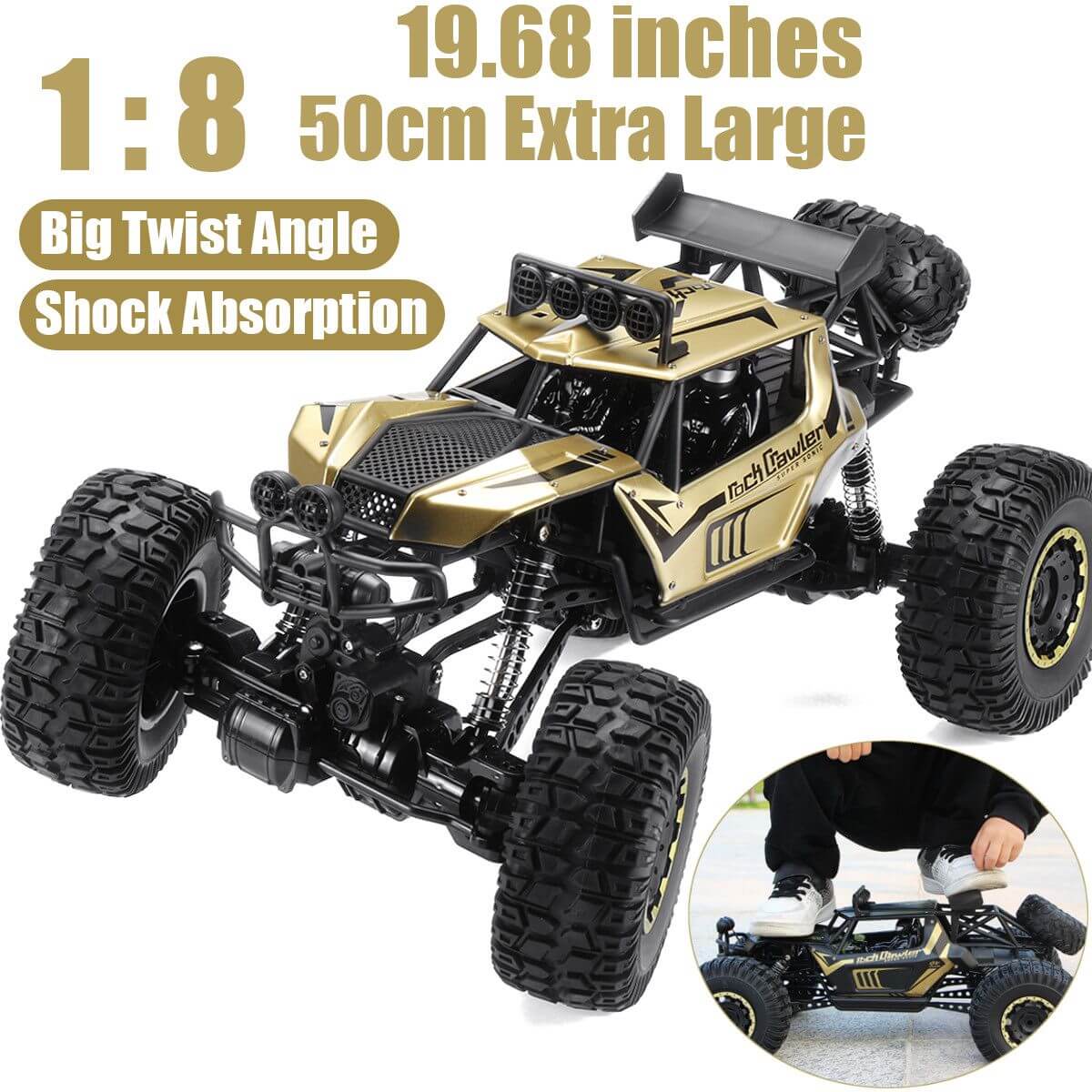 1/8 Large RC Car 4WD Remote Control Monster Truck Rock Crawler Climbing Buggy