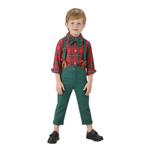 Baby Boy Christmas Outfit Toddler Dress Shirt Bow Tie and Pants