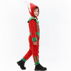 Kids Elf Costume Christmas Elf Outfit Boys Girls Xmas Jumpsuit and Hat 2pcs Elf Suit