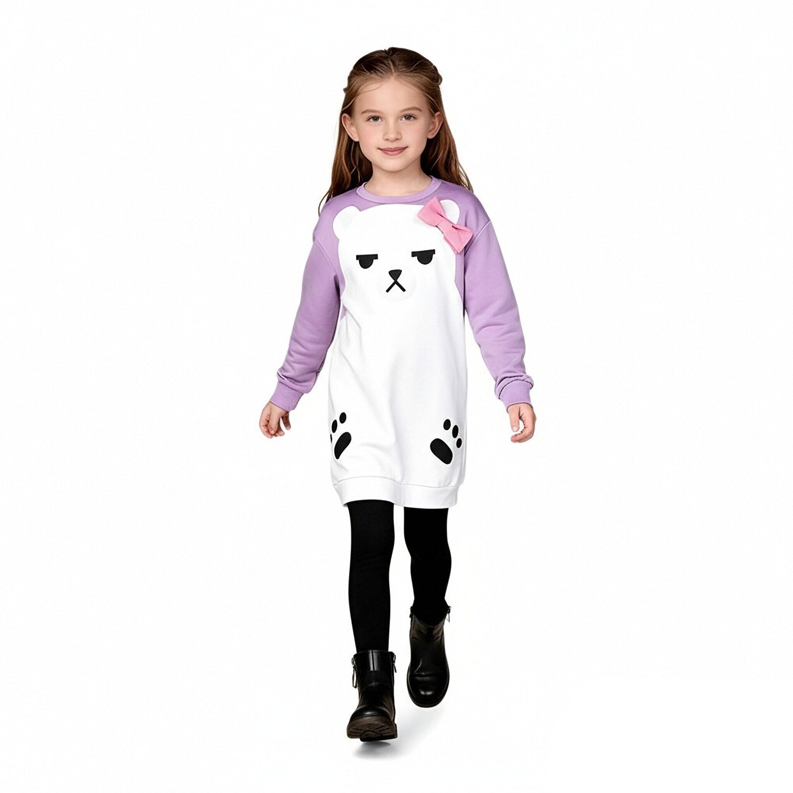 Girls Pop Star Dress Long Sleeve Oversized Longline Sweatshirt Dress Cute Idol Costume