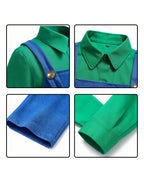 5pcs Super Plumber Brother Costume Shirt Overalls Hat  Gloves and Beard Set for Themed Party