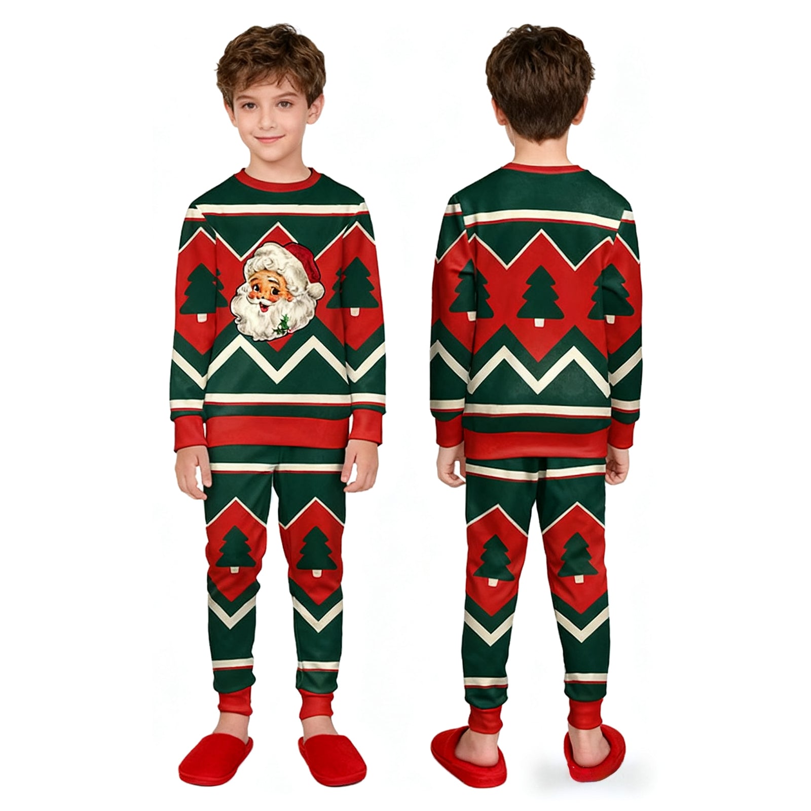 Kids Christmas Sweatshirt Boys Girls Long Sleeve Xmas Pullover Shirt and Pants Set for 4-8 years