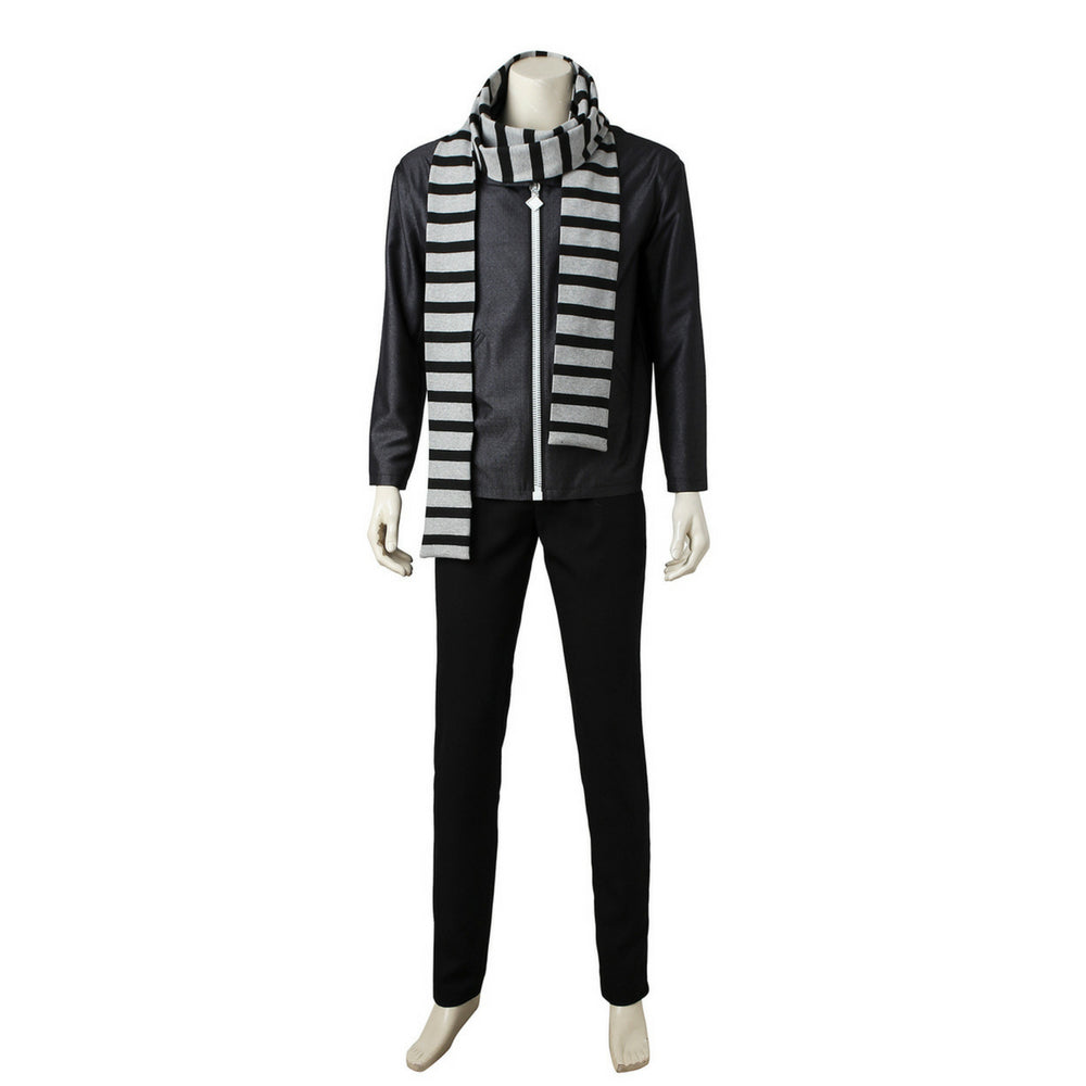 Adult Costume Gray Outfit Jacket Pants and Striped Scarf Adults Halloween Costume