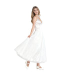Wedding Princess Dress Adult White Witch Costume Satin Bridal Gown with Crystal Bodice and Tiara
