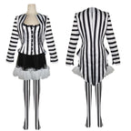 Women‘s Betelgeuse Costume Lydia Deetz Black and White Striped Suit for Halloween Carnival