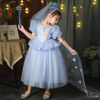 Kids Elsa Dress Light Up Princess Dress with Trailing Cape Ice Queen Glowing Elsa Costume