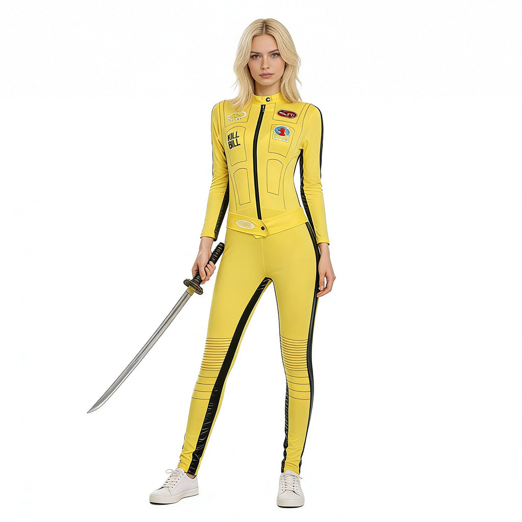 Women Beatrix Costume Yellow Bloody Affair The Bride Outfit Jacket and Pants Suit for Cosplay Themed Party