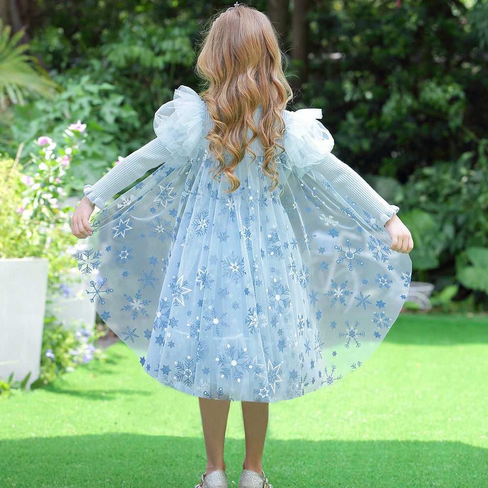Little Girls Winter Princess Dress Elsa Snowflake Fluffy Sweater Dress Sun Baby Little Girls Winter Princess Dress Elsa Snowflake Fluffy Sweater Dress Sun Baby